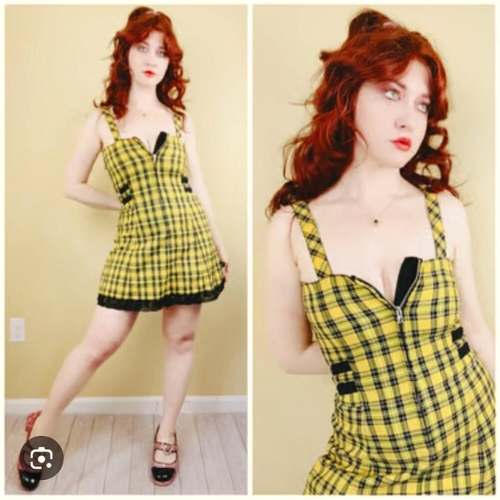 Tripp NYC Y2K 90s Whismigoth Punk Plaid Dark Academia Schoolgirl Lolita Dress XS